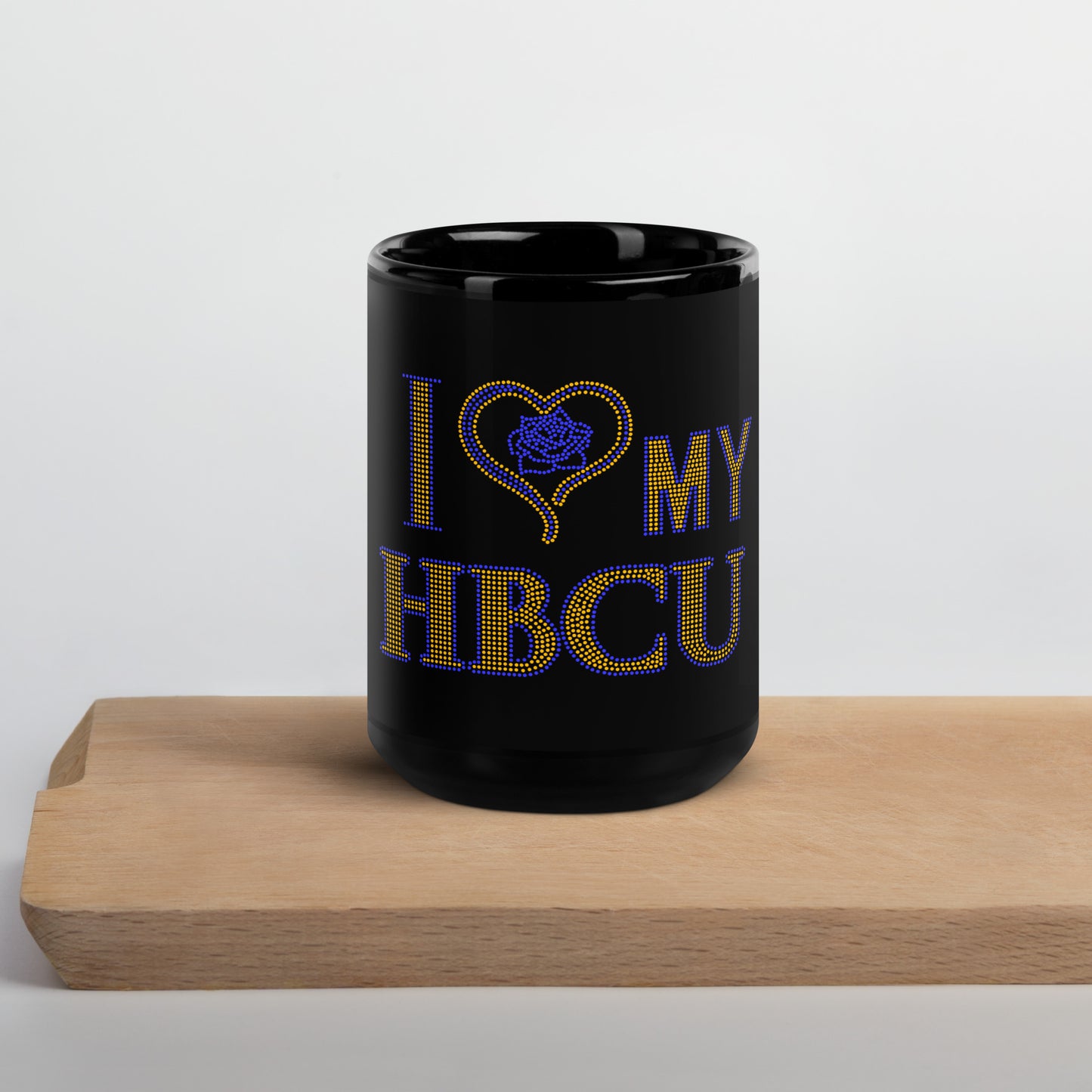 Blue and Gold HBCU Black Glossy Mug