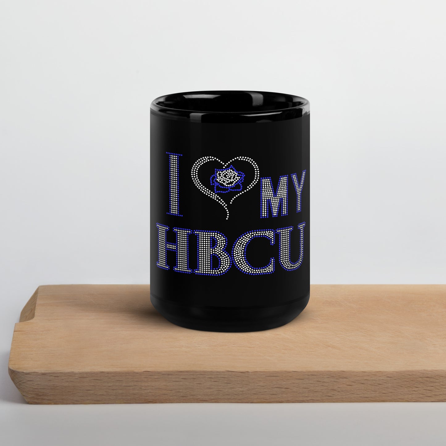 Blue and White HBCU Black Glossy Mug