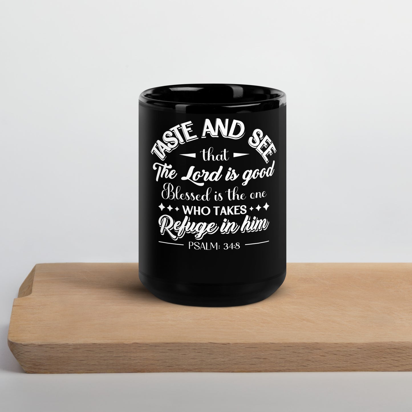 Scripture Black Glossy Mug