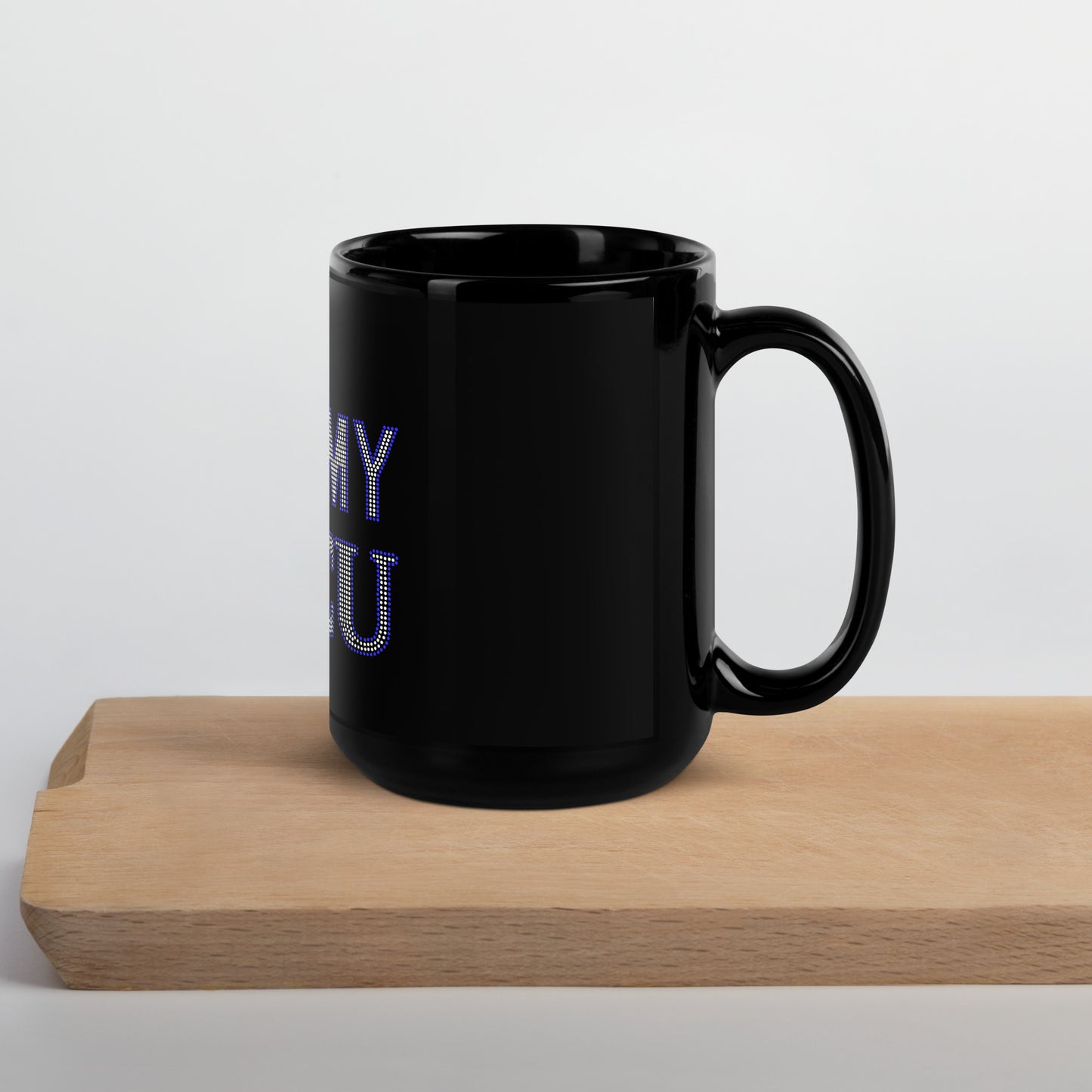 Blue and White HBCU Black Glossy Mug