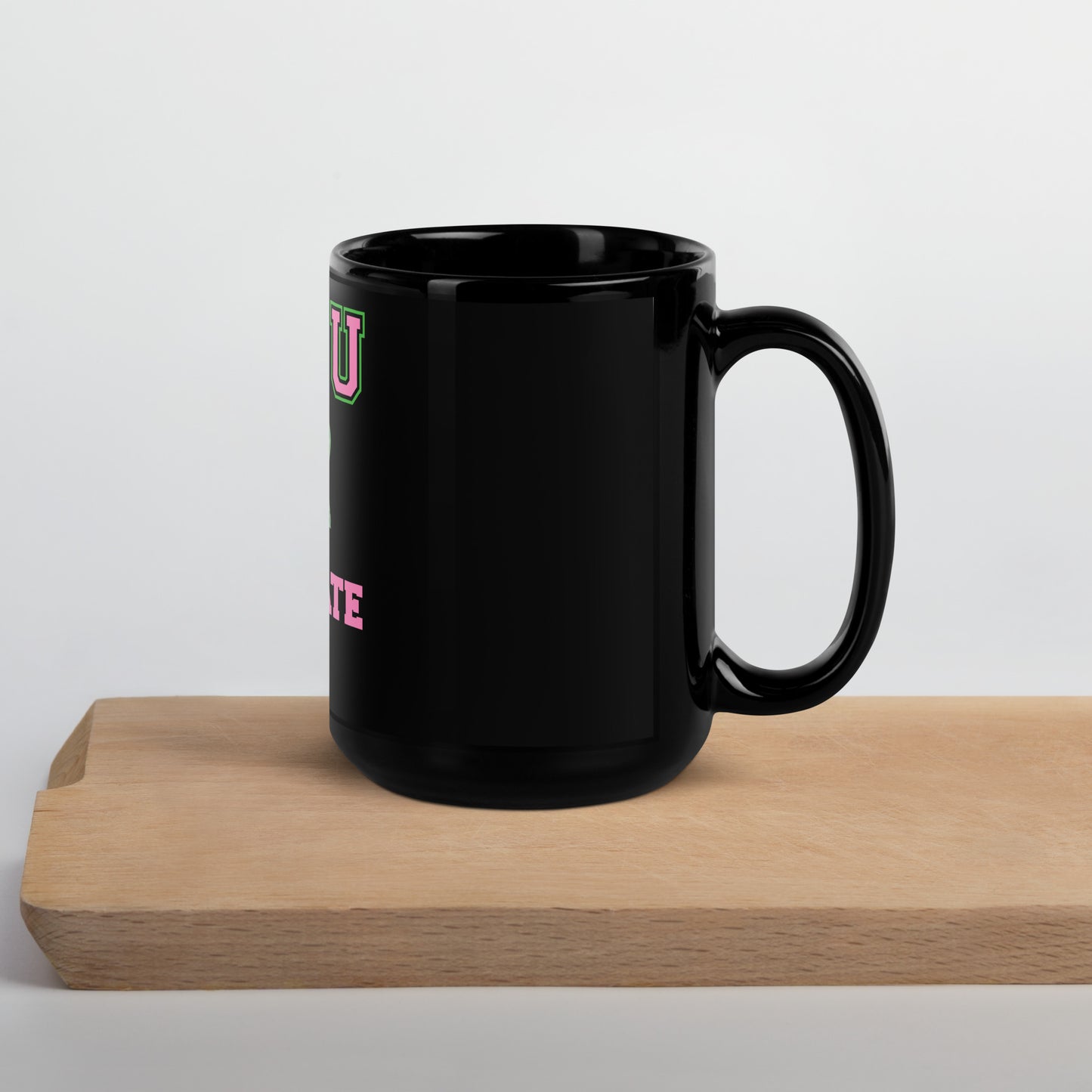 Pink and Green HBCU Graduate Black Glossy Mug