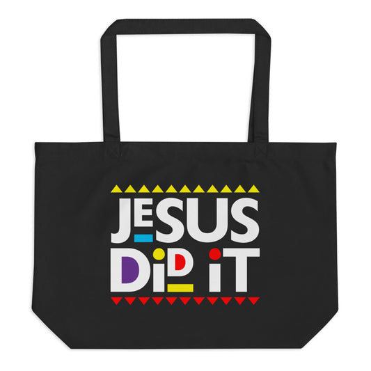 Inspirational Jesus Did It Large organic tote bag