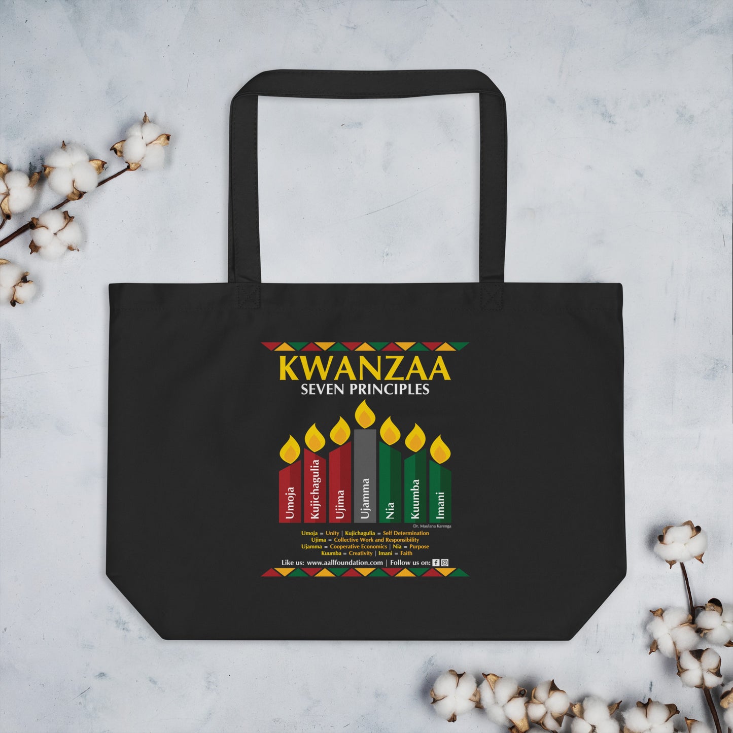 Kwanzaa Seven Principles Large organic tote bag