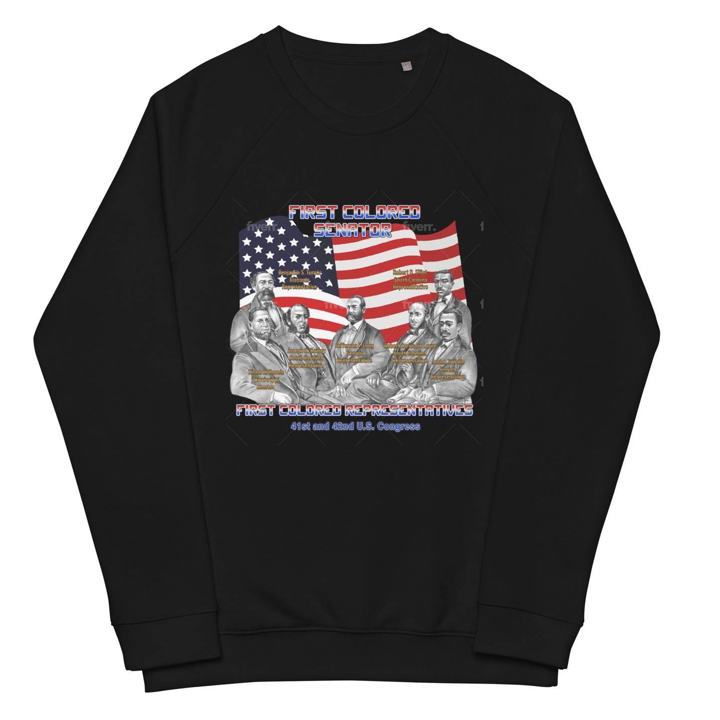 First Colored Senator and Representatives Unisex Organic Raglan Sweatshirt