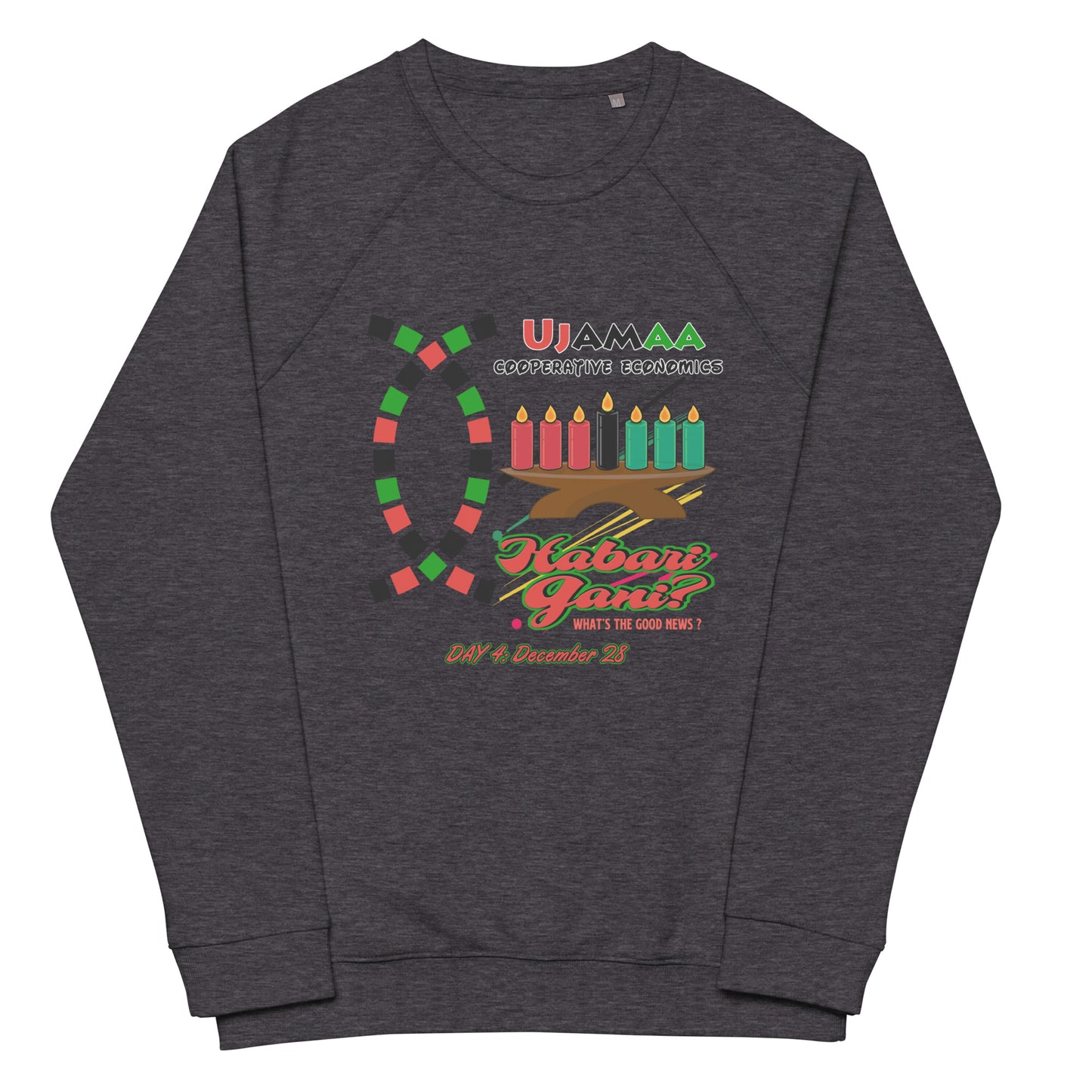 Kwanzaa (Ujamaa) Unisex Organic Raglan Sweatshirt