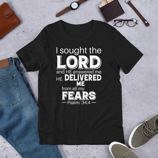 Inspirational Psalm 34:4 Short-Sleeve Unisex T-Shirt