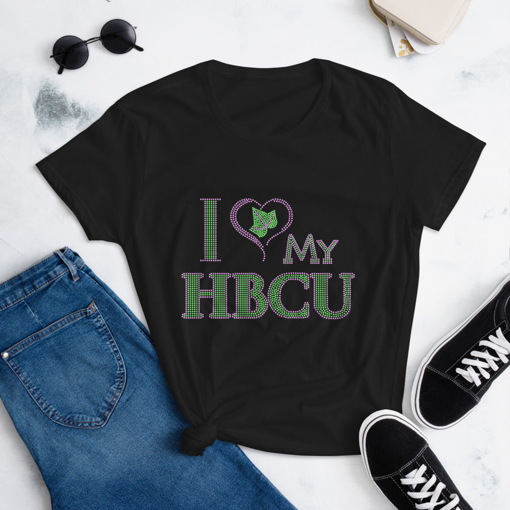 HBCU LOVE Pink and Green Women's Fashion Fit T-Shirt