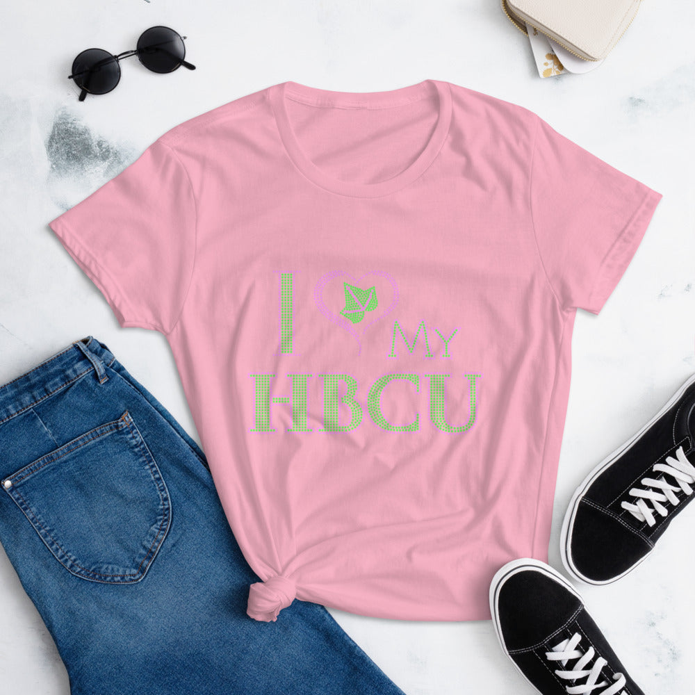 HBCU LOVE Pink and Green Women's Fashion Fit T-Shirt