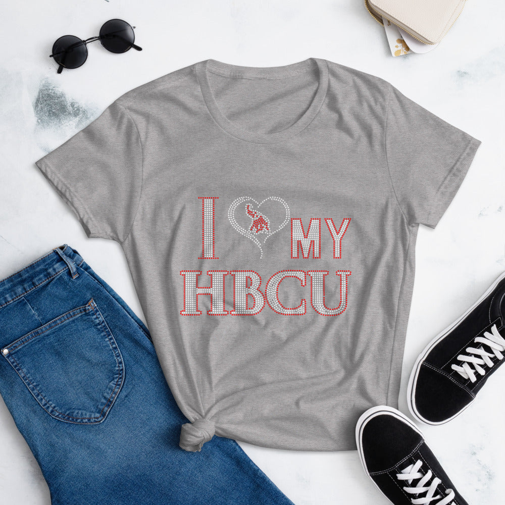 HBCU LOVE Red and White  Women's Fashion Fit T-Shirt