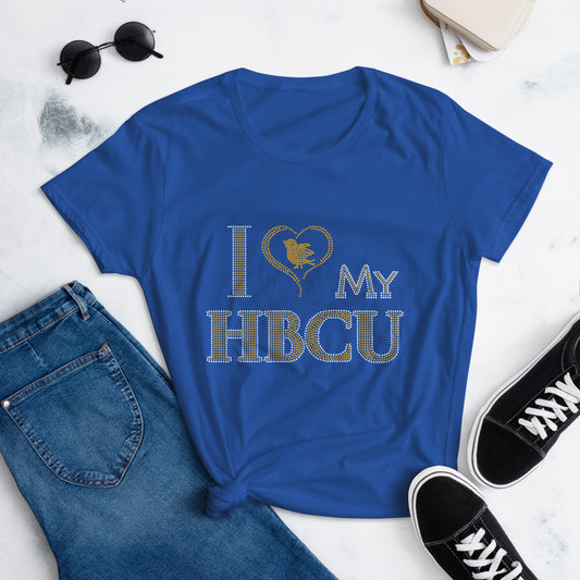 HBCU LOVE Blue and Gold Women's Fashion Fit T-Shirt