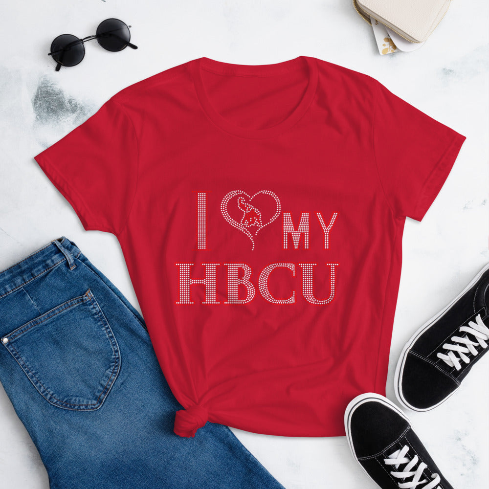 HBCU LOVE Red and White  Women's Fashion Fit T-Shirt