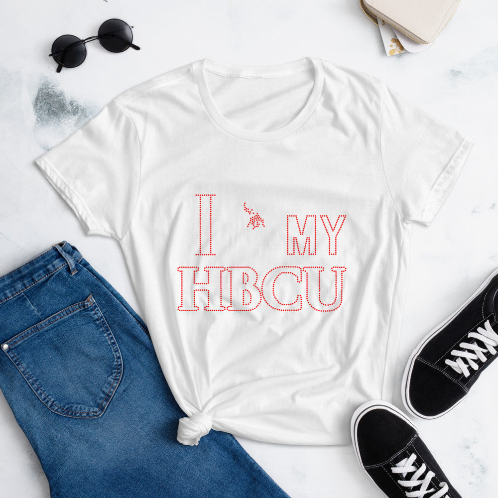 HBCU LOVE Red and White  Women's Fashion Fit T-Shirt