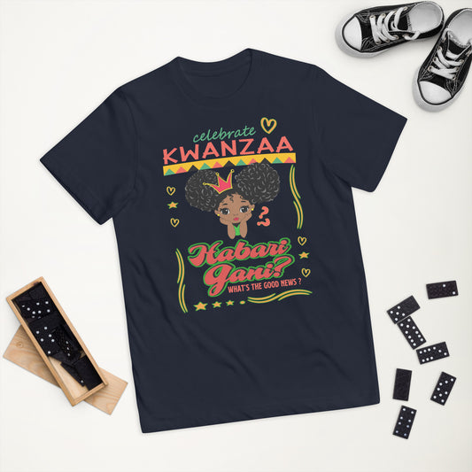 Youth Kwanzaa Afro Puff Girl Jersey T-Shirt